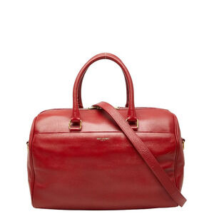 Saint Laurent Duffle 2way Shoulder Bag Red Leather